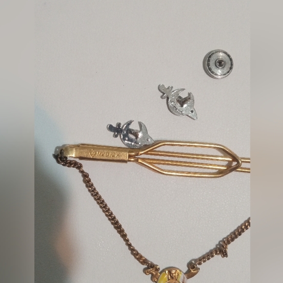 SHRINERS FREEMASON MASONIC TIE CLIP 1/20 12K GOLD FILLED + 2 Hat Pins Sterling - Picture 10 of 10